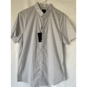 Armani Exchange A|X Men's SZ L Slim Fit White SS Logo Print Button Up Shirt